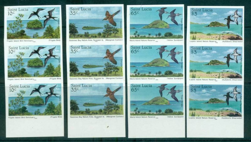 St Lucia 1985 Nature Reserves, Birds in Habitats IMPERF Str 3 MUH lot68458