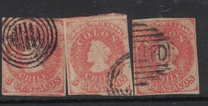 Chile 5c Lot of 3 Stamps VFU (4foj)