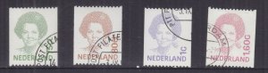 NETHERLANDS, 1991-1993 Queen Beatrix, coil perf. set of 4, used.