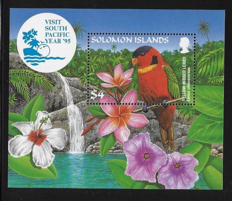 Solomon Islands 1995 Visit South Pacific Year Parrot birds S/S MNH