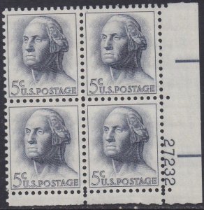 1213 Washington Plate Block MNH