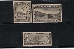 Newfoundland #C6P - #C8P Extra Fine Proof Set In Black - 15cent Exploding Bombs