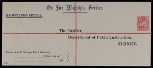 NEW SOUTH WALES Register Official Envelope 1891 Centennial QV 6d white SPECIMEN