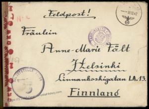 3rd Reich Germany 1942 Finland Verpflegungsamt 67 Feldpost Cover 68186