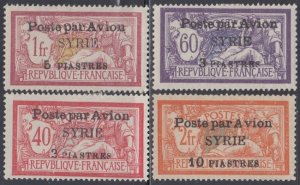 SYRIA Sc # C18-21 LH to H CPL SET AIRMAILS 1922 FRENCH SET TYPE C OVERPRINT