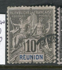 FRENCH COLONIES; REUNION 1890s classic Tablet type issue used 10c. value