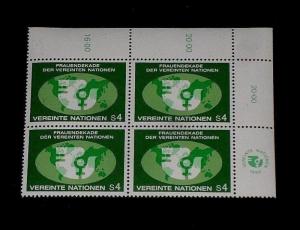 U.N. 1980, VIENNA, #9, DECADE FOR WOMEN, MNH, INSC. BLK/4, NICE! LQQK!