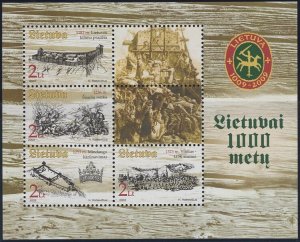 Lithuania 2003 MNH Sc 748 Sheet of 4 plus labels 2 l 1000th anniversary