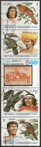 Cuba 2970a - Cto - 1c Birds / Indians (Strip /5) (1987) (cv $1.45)
