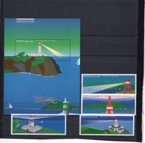 PORTUGAL/AZORES 1996 LIGHTHOUSES SET OF 4 STAMPS & S/S MNH