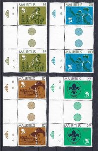 1982 Mauritius gutter pairs Boy Scout 75th anniversary