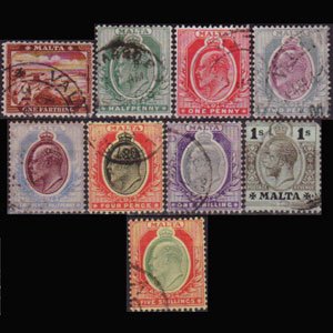 MALTA 1904 - Scott# 28/43 King EVII 1f-5s Used