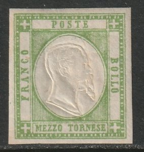 Italy Two Sicilies Sc 19a MNH Sassone 17 double head yellow green signed