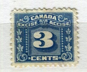 CANADA; Early 1900s GV Revenue Excise Accise Stamp used 3c. value