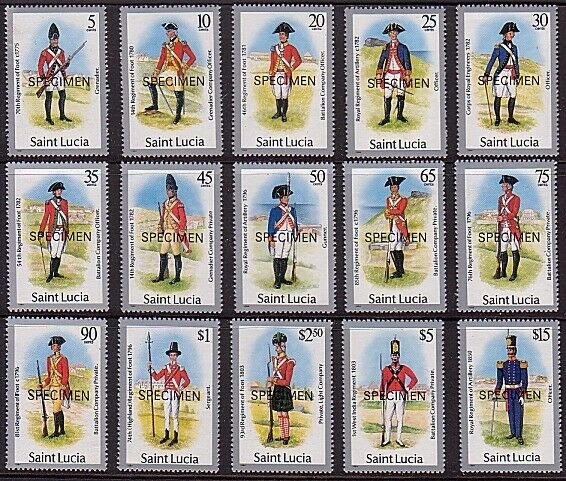 ST LUCIA 1985 Military Uniforms set complete MNH optd SPECIMEN.............36230