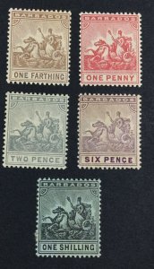 MOMEN: BARBADOS SG #163-169 1909-10 MINT OG H £100 LOT #6760