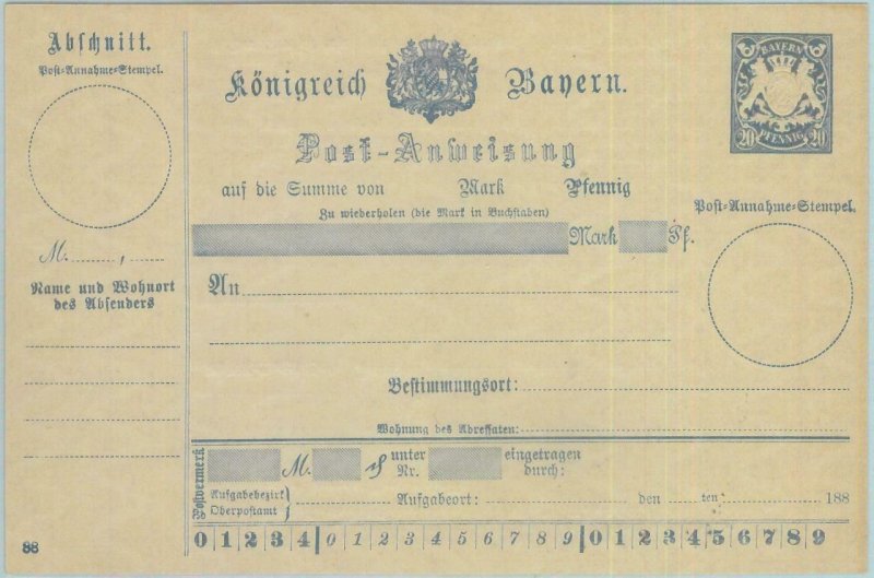 89225 - GERMANY Bayern - Postal History - STATIONERY Formular CARD Money  Order