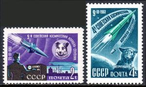 Russia 2491-2492, MNH. Space dogs Zvezdochka & Chernushka, 1961