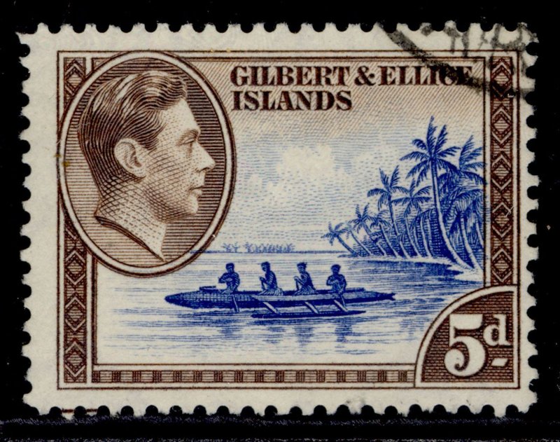 GILBERT & ELLICE ISLANDS GVI SG49, 5d deep ultramarine & sepia, FINE USED.