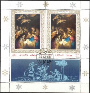 UAE Ajman Art Paintings Christmas S/S Used / CTO