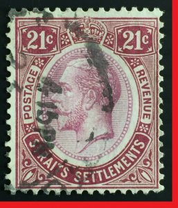 Malaya Straits Settlements 1923 KGV 21c MSCA USED SG#233 M2509