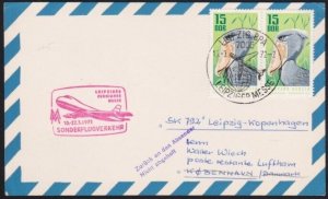 EAST GERMANY 1972 first flight postcard Leipzig to Copenhagen..............B6780