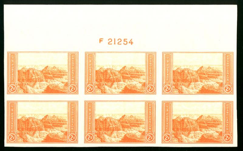 US #757 PLATE BLOCK, SUPERB LARGE TOP mint never hinged, a select plate, Very...