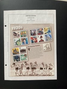 US 1998 celebrate the century 1920 stamps new with album page