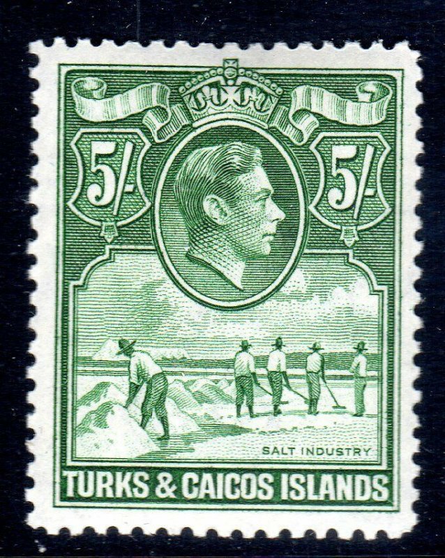 TURKS & CAICOS-,,,1938-45...SG 204a-    ..5/-   MM        cv £55