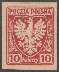Poland, stamp, Scott#65,  mint, hinged, imperf, #QP-65