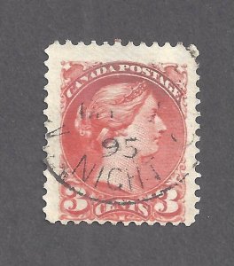 Canada # 37 USED 3c BRIGHT ORANGE SMALL QUEEN RPO (SEE BELOW) BS27046