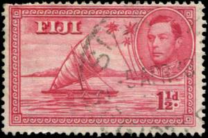 Fiji SC# 132b  Native Canoe 1-1/2d p14 Used