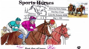 Pugh Designed/Painted Sport Horses Kentucky Derby FDC.. 134 of 135 created!