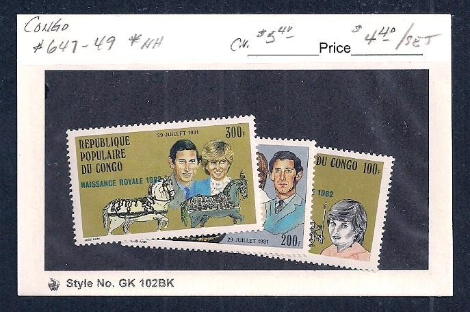 CONGO Sc#647/649 Mint Never Hinged Complete Set