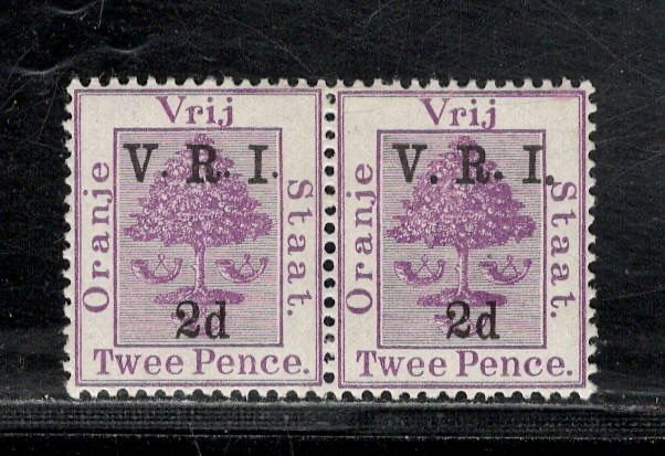 ORANGE RIVER COLONY  SC#46G PAIR RAISED+LEVEL PERIODS VF/LH