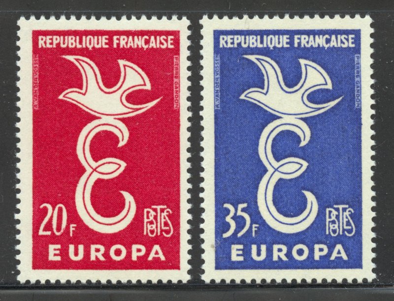 France Scott 889-90 MNHOG - 1958 EUROPA Issue - SCV $1.65