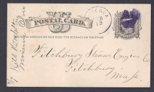Ca 1877 UX5 POSTAL CARD USED FROM CHICAGO IL W/PURPLE CANCEL