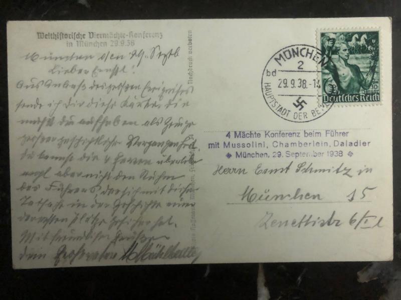 1938 Munich Germany RPPC Postcard Cover Fuhrer at Historic meeting