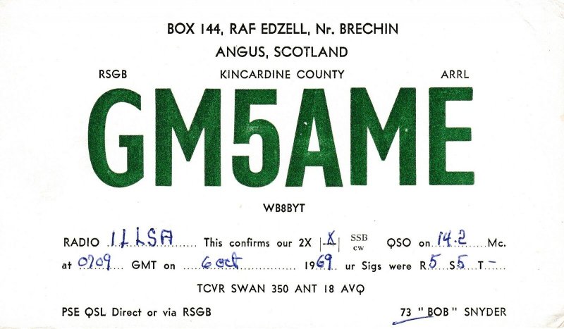 8655 Amateur Radio QSL Card  ANGUS SCOTLAND