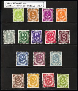 Germany Stamps # 670-85 MNH XF Scott Value $1,750.00