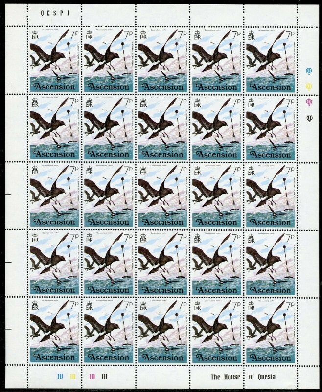 ASCENSION  BIRDS 1976 COMPLETE SHEET SET SCOTT#196/211 MINT NH PARTIALLY SHOWN