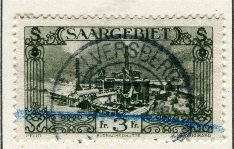 GERMANY SAAR;   1926 ( Dec ) Pictorial issue fine used 3Fr. value