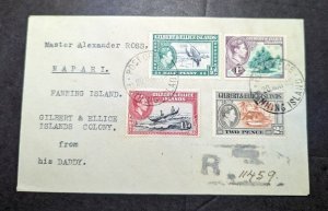 1948 Registered British Gilbert and Ellice Island Cover Fanning Island Local Use