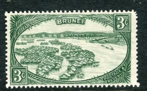 BRUNEI; 1924 early River View issue Mint hinged Shade of 3c. value