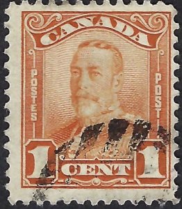 Canada #149 1¢ King George V (1928). Orange. Fine centering. Used.