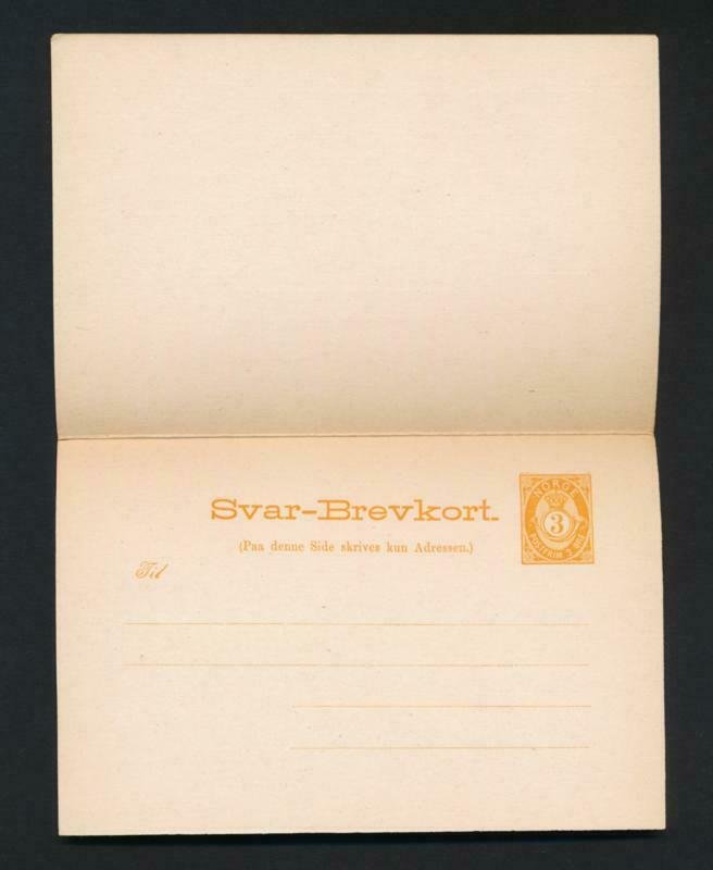 NORWAY Mi. P40 POSTAL STATIONERY POSTAL CARD 3+3 REPLY ORANGE