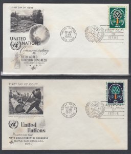 UN New York 81-82 Forestry Artcraft U/A Set of Two FDC