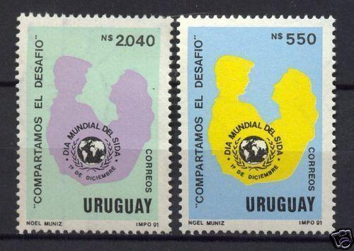 World AIDS day Medicine disease URUGUAY Sc#1408/09 MNH STAMP CV$5.00