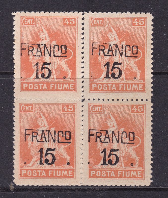 Fiume a block of the franco 15 overprint MNH see description