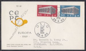 Norway Scott 533-4 FDC - 1969 Europa Issue